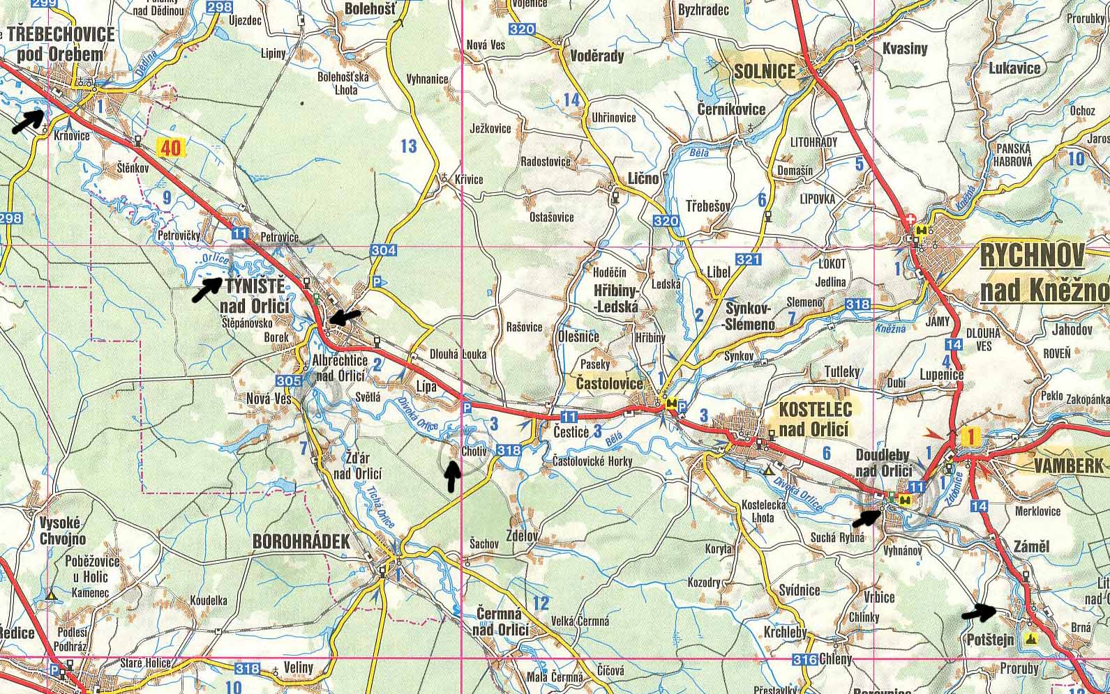 mapa Orlice